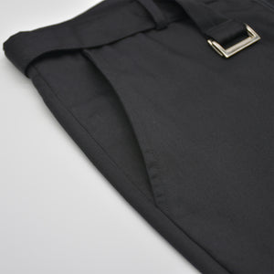 Slim-Fit Cotton Trousers (Black)