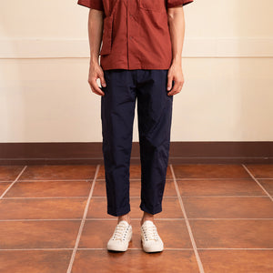 Buckle Cotton Mixture Ankle Trousers (Navy)